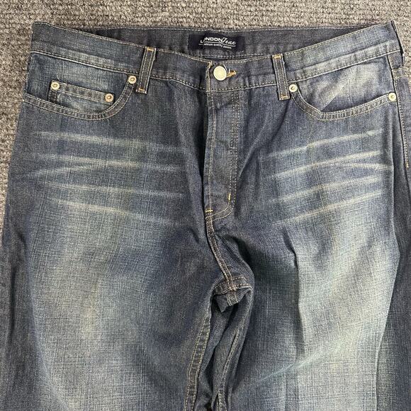 Men’s Button Fly London Straight Leg Faded Jeans W34xL31 - Picture 2 of 7